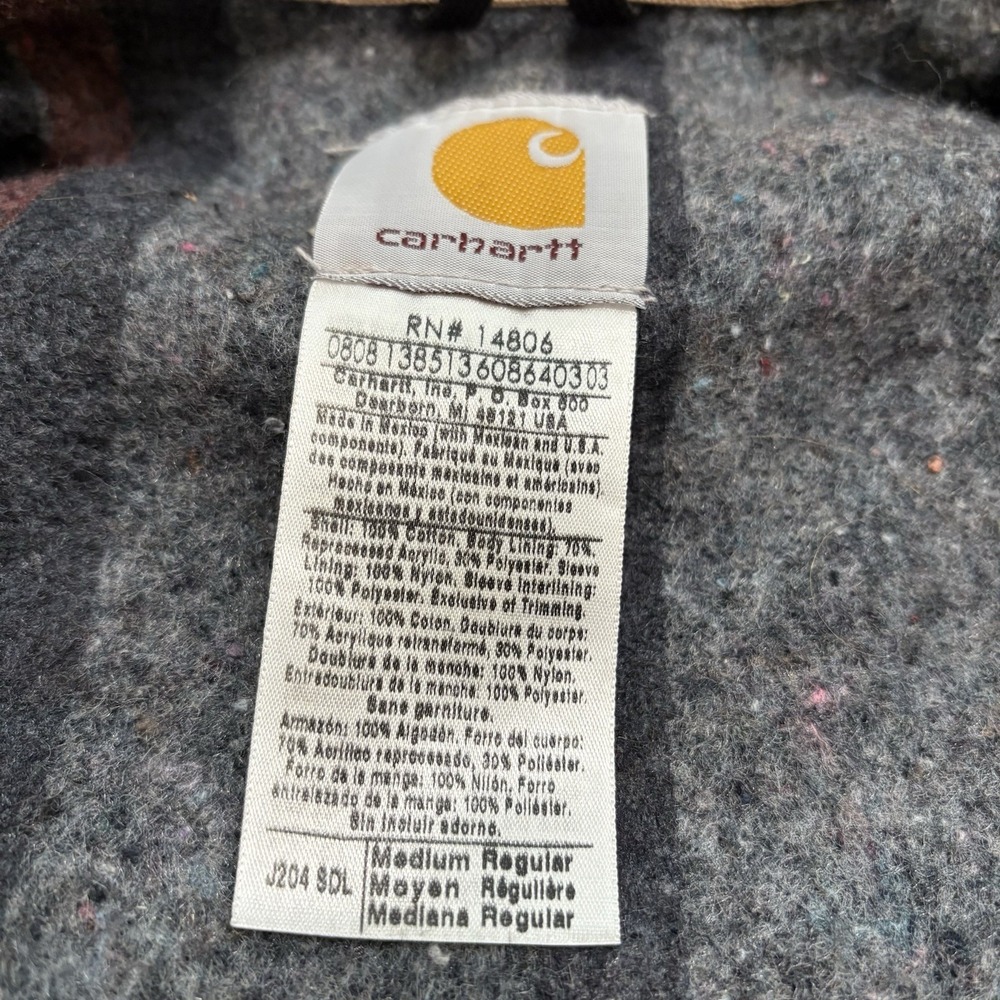 Vintage Carhartt Blanket Lined Detroit Jacket Men's Medium Saddle Brown J204 SDL - Picture 6 of 9